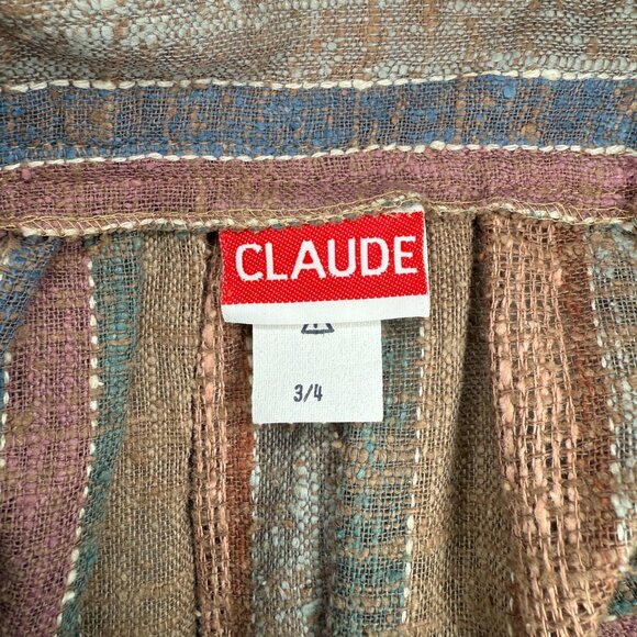 Vintage 70s Claude Brown Earthy Woven Bohemian Striped Skirt | XXS/XS - Picture 8 of 8